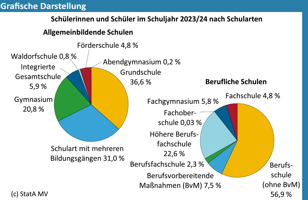 Grafische Darstellung der Schülerinnen und Schüler nach Schularten