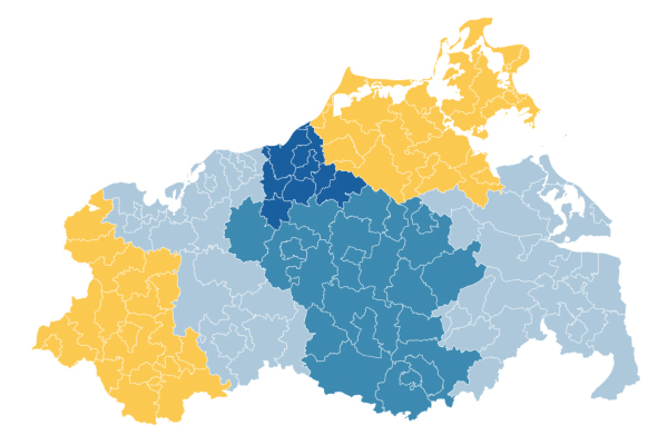  (Wahlkreisbeschreibung und kartographische Abbildung der Ämter für die Wahlkreise 12-17 in Mecklenburg-Vorpommern zur Bundestagswahl 2025 - öffnet in neuem Fenster)